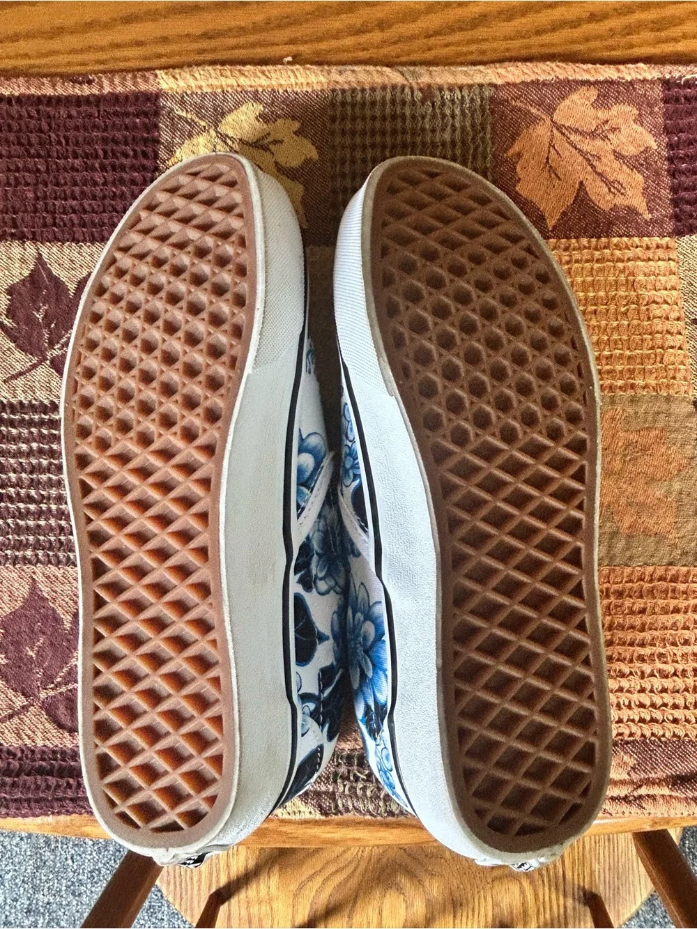 Vans Off The Wall Floral Blue Canvas Shoes - Size 5